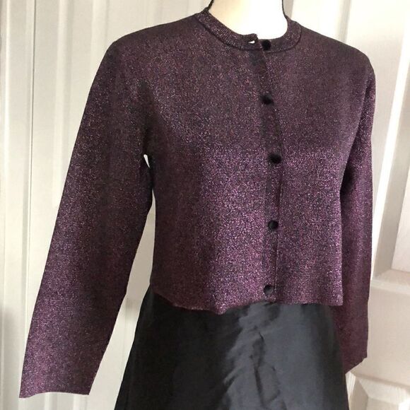 Zara Metallic Deep Red Merlot  Shimmer Cardigan size S - Picture 6 of 15
